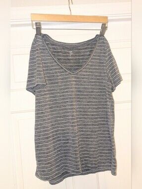 GAPFit Breathe Grey&White Striped V-Neck Tee, SzM